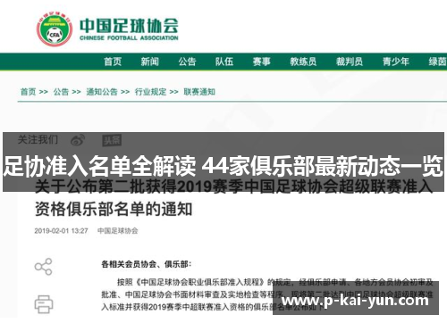 足协准入名单全解读 44家俱乐部最新动态一览